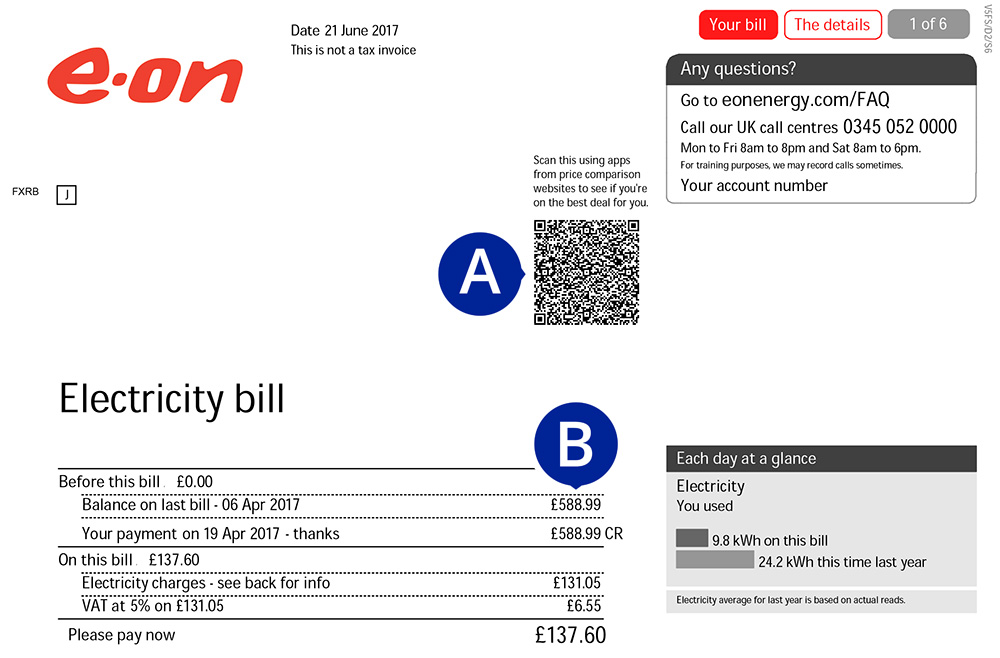 E.ON energy bill explained