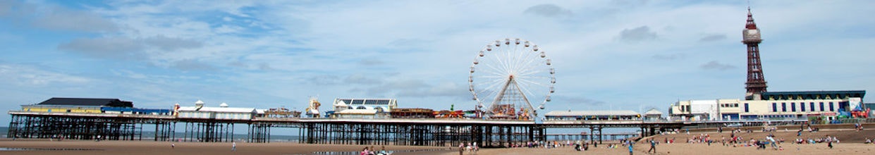 Central pier and Blackpool tower from the beach