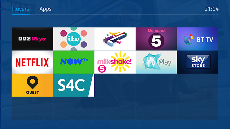 List of apps on BT YouView